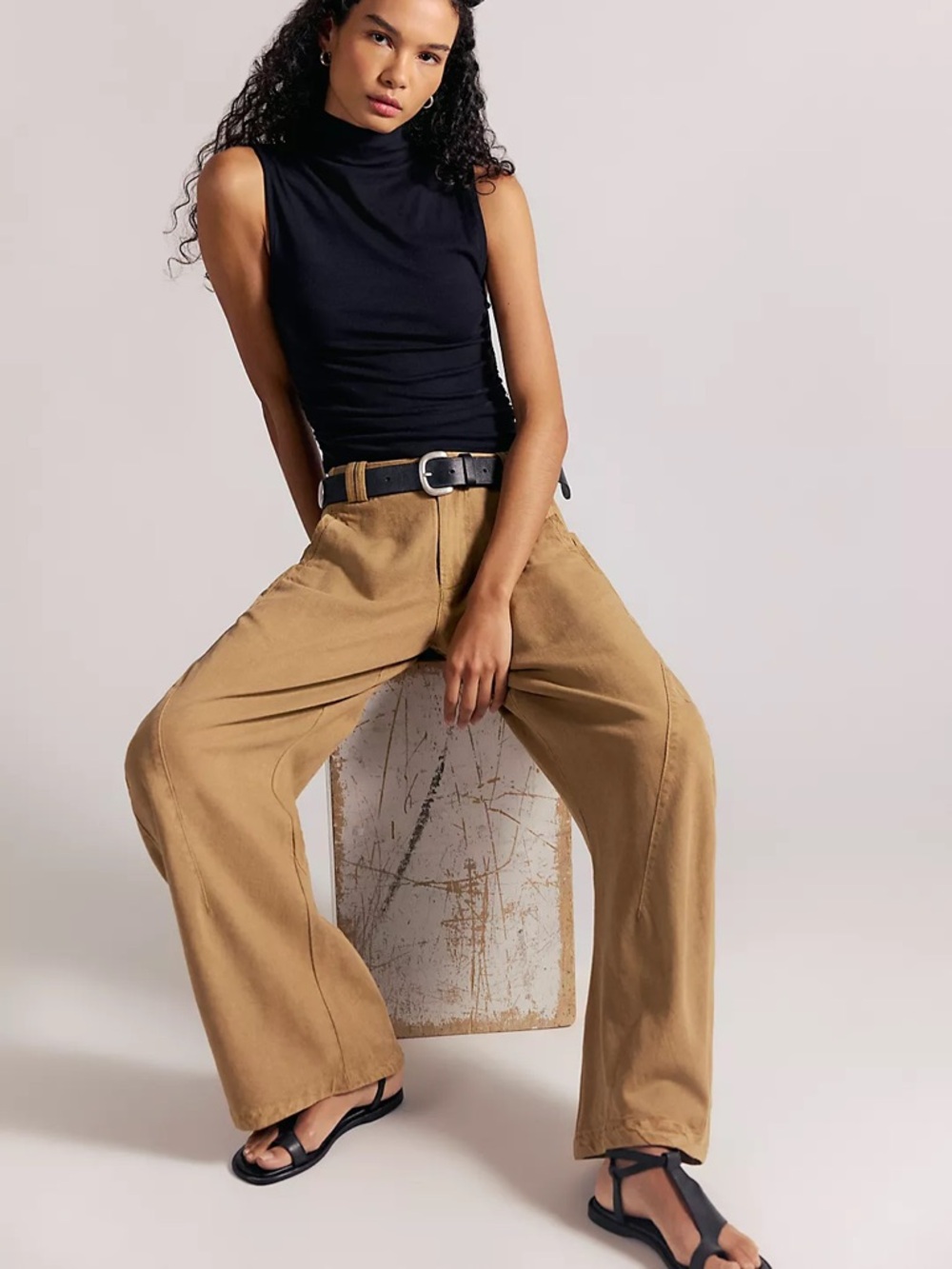 Free People Wide Leg Tan Cotton Pants - NWT